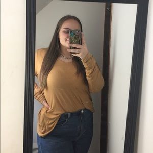American Eagle Yellow Ribbed Long Sleeve Shirt